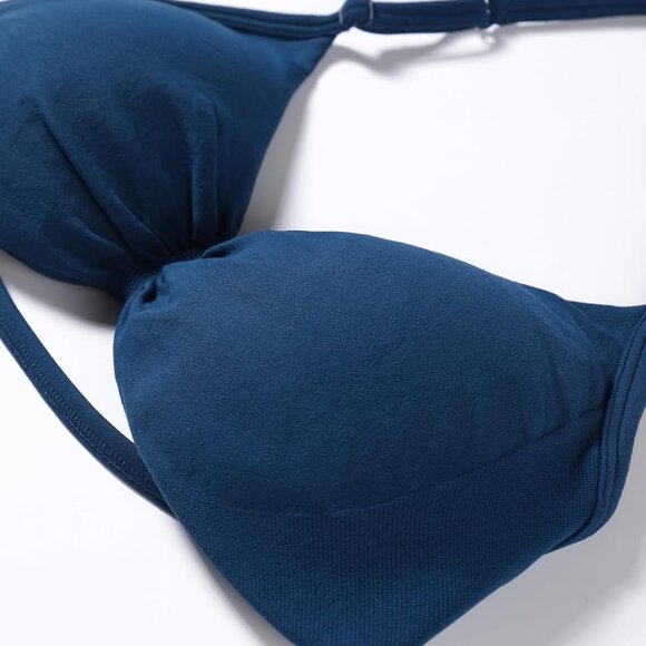 Ensign Blue Seamless Backless Padded Sports Bra with Adjustable Straps for Women - Picture 5 of 6